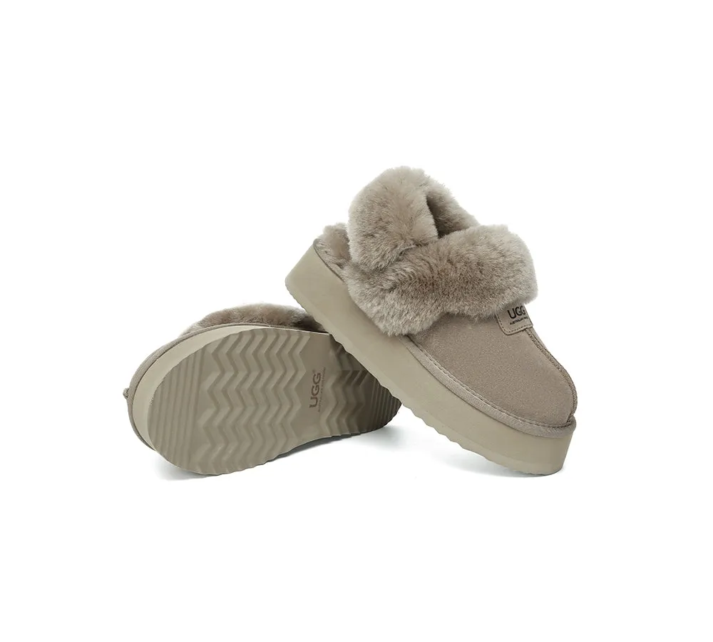 Women Removable Wool Strap Slingback Platform Slippers Suzie