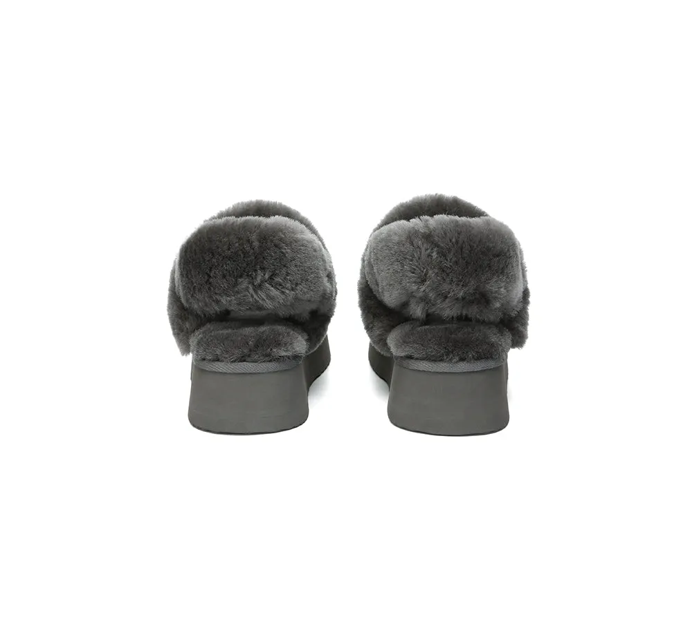 Women Removable Wool Strap Slingback Platform Slippers Suzie