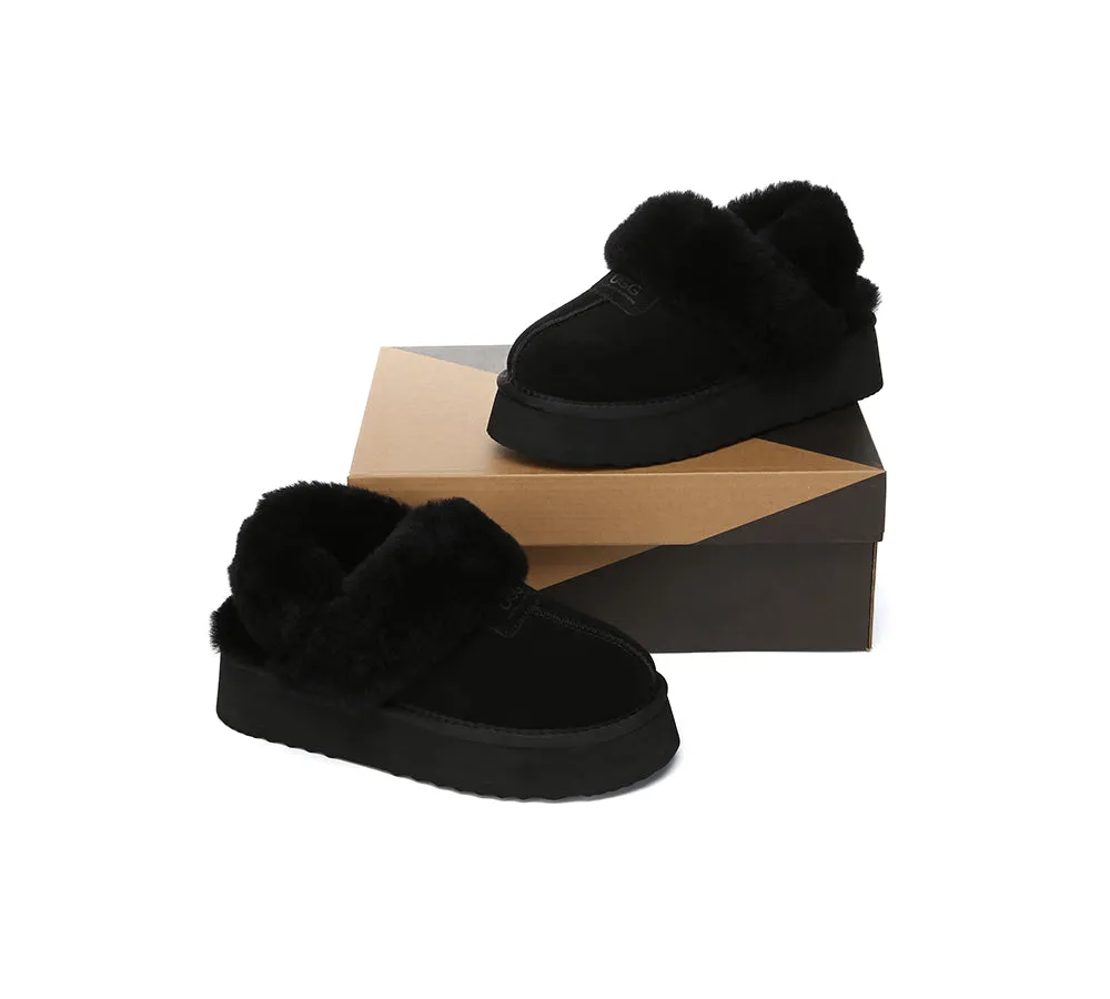 Women Removable Wool Strap Slingback Platform Slippers Suzie
