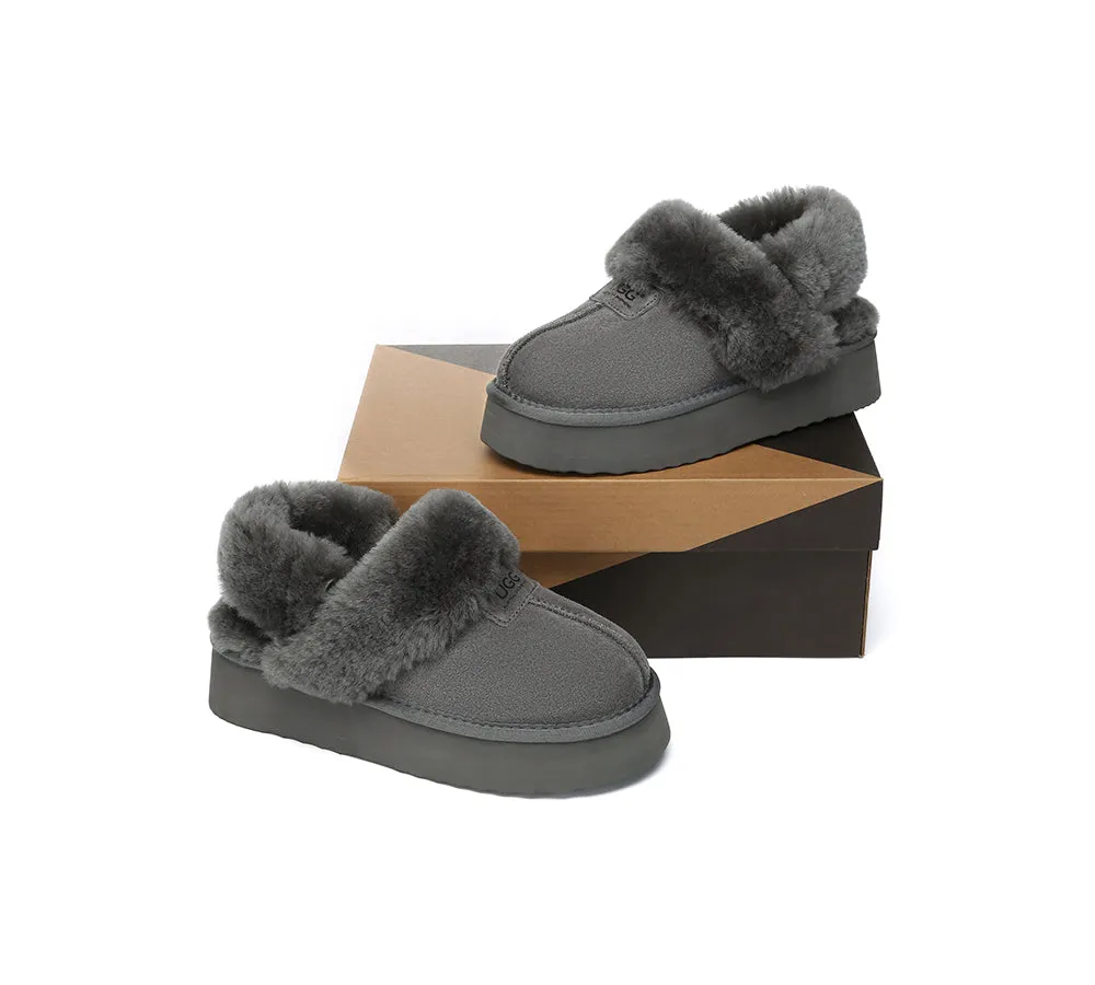 Women Removable Wool Strap Slingback Platform Slippers Suzie