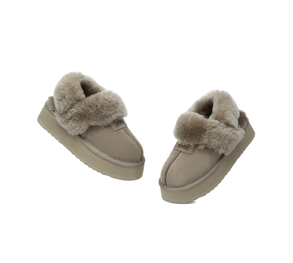 Women Removable Wool Strap Slingback Platform Slippers Suzie