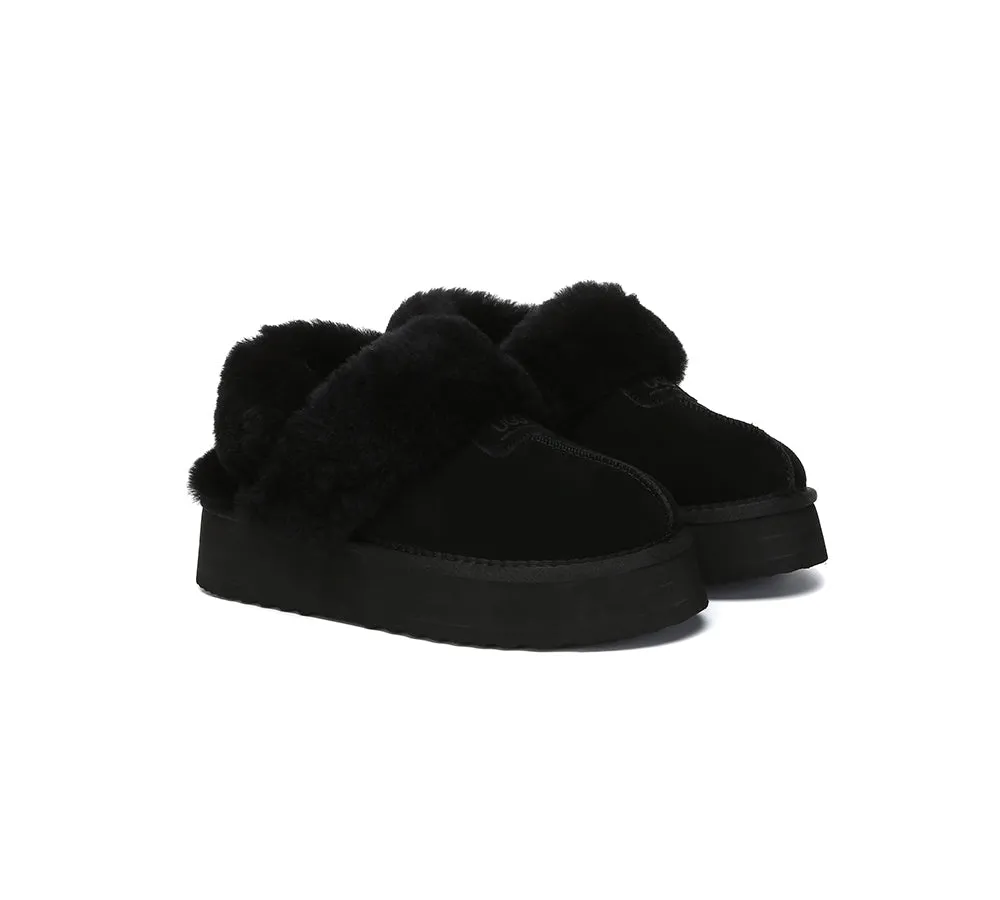 Women Removable Wool Strap Slingback Platform Slippers Suzie