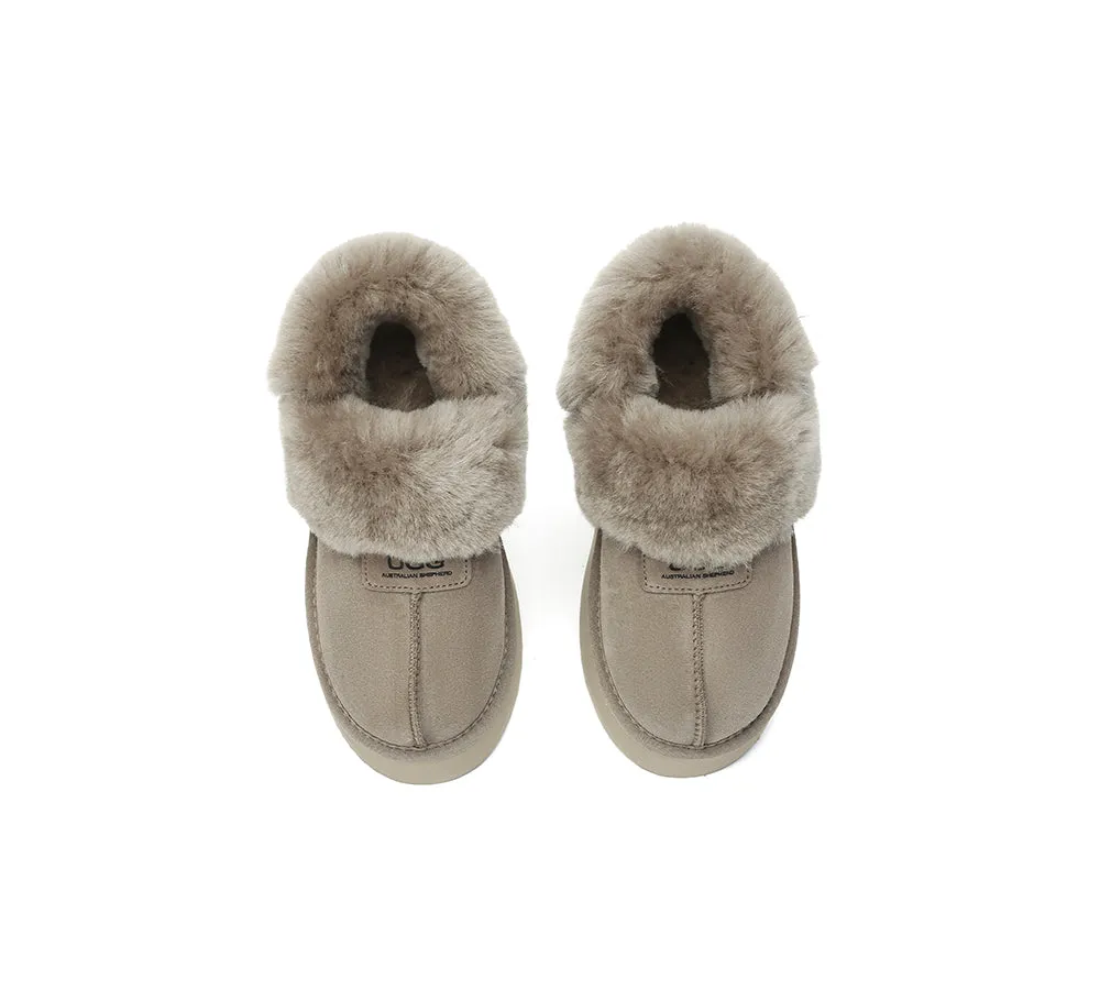 Women Removable Wool Strap Slingback Platform Slippers Suzie