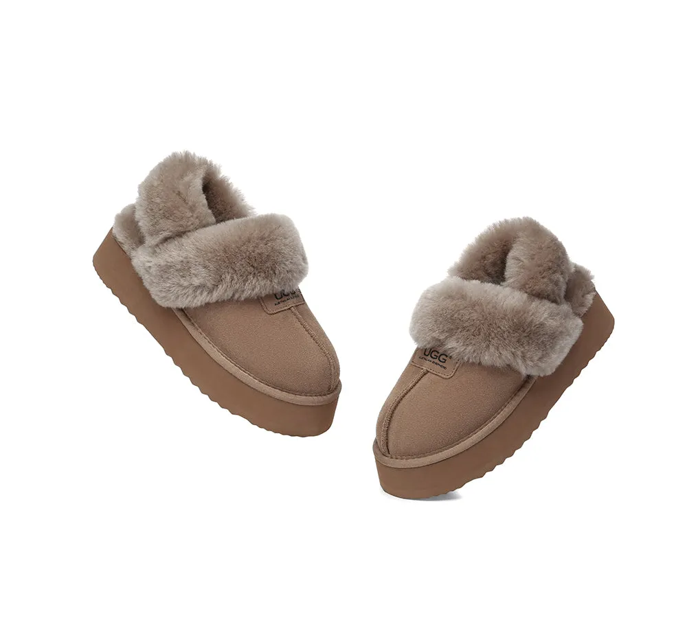 Women Removable Wool Strap Slingback Platform Slippers Suzie
