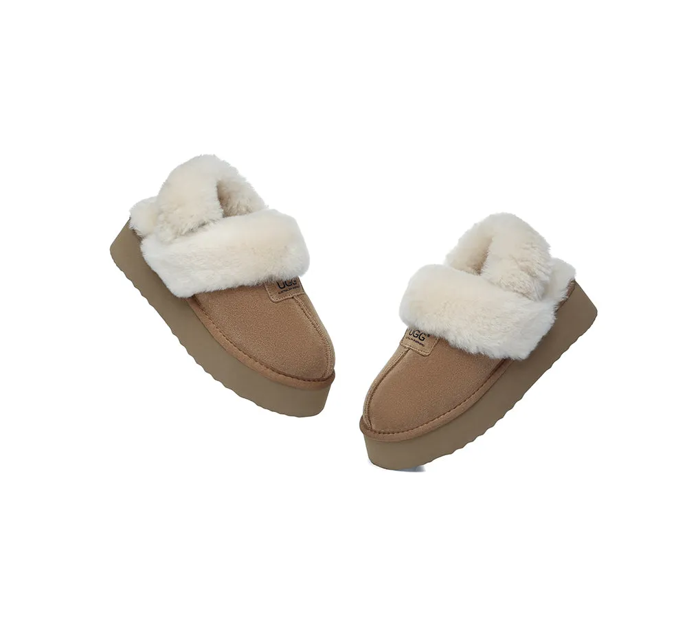 Women Removable Wool Strap Slingback Platform Slippers Suzie