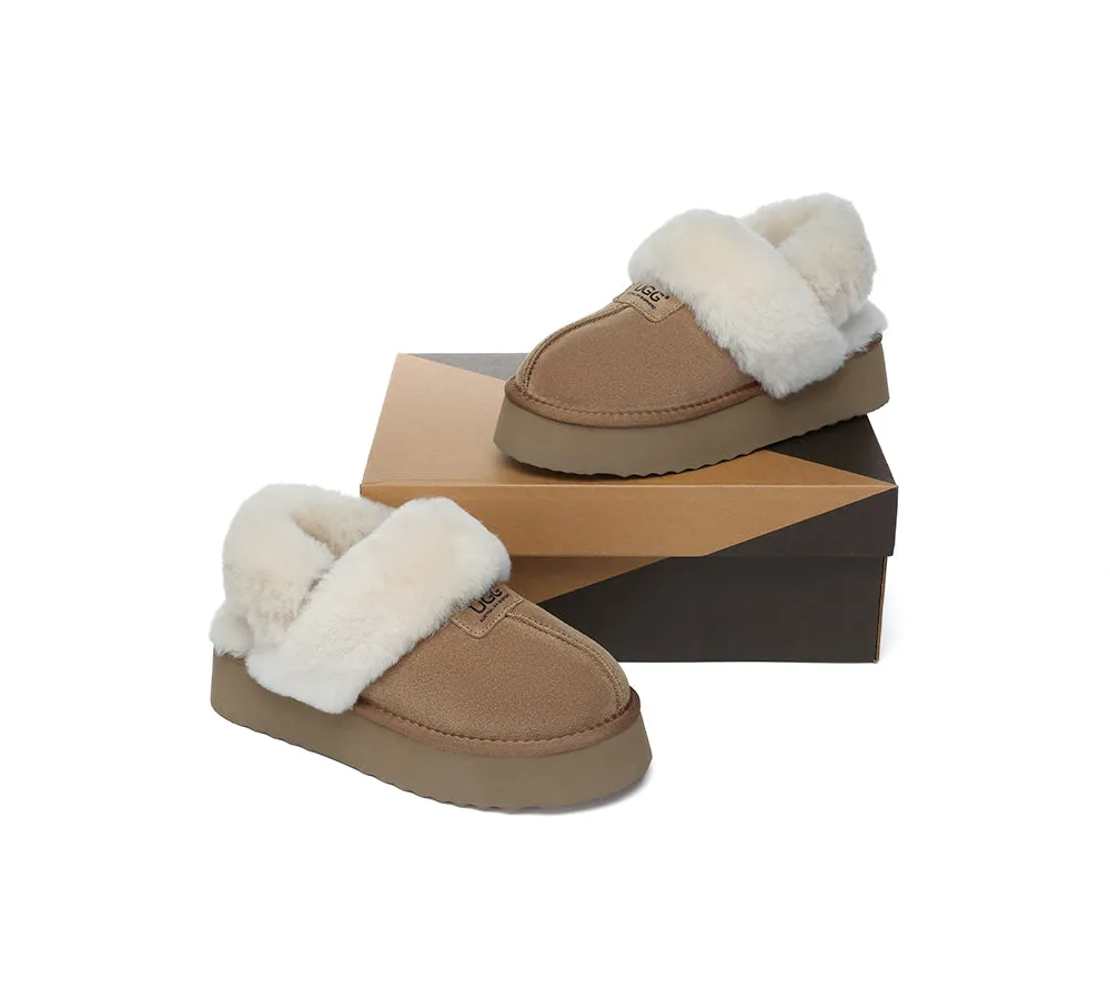 Women Removable Wool Strap Slingback Platform Slippers Suzie
