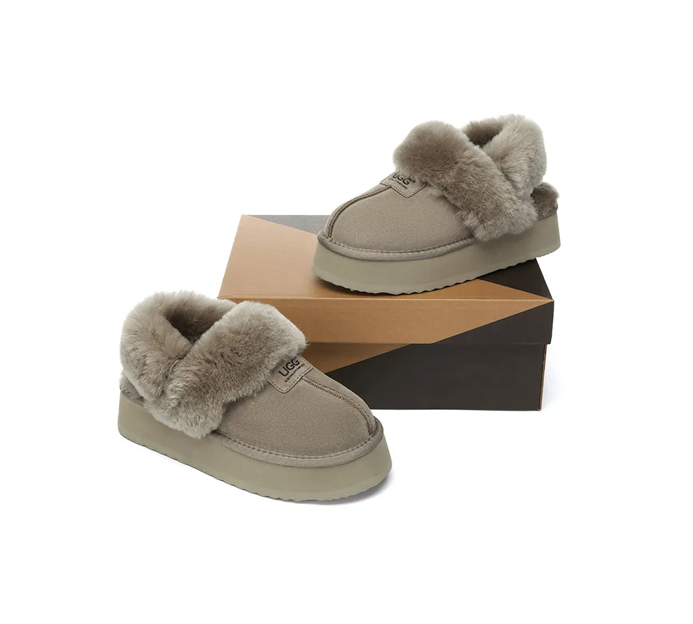 Women Removable Wool Strap Slingback Platform Slippers Suzie