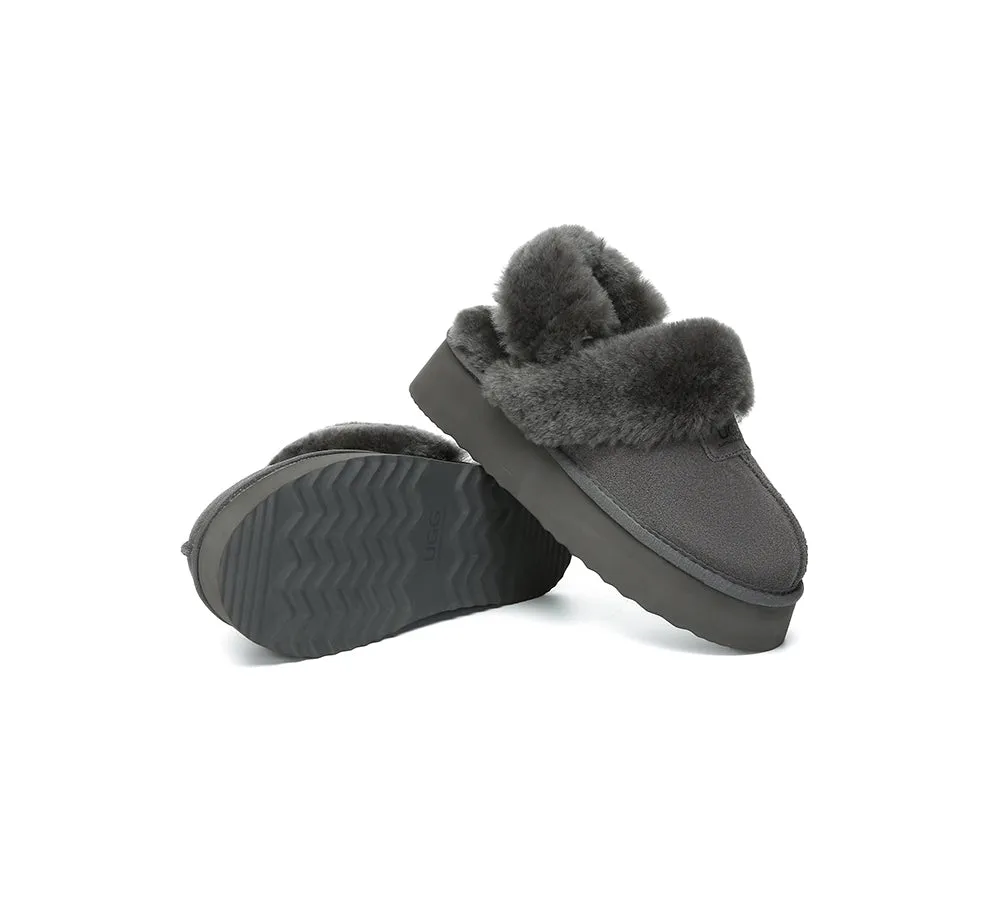 Women Removable Wool Strap Slingback Platform Slippers Suzie